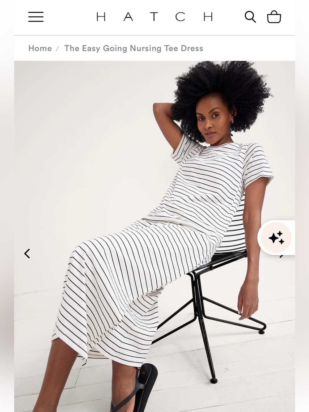 NWT Hatch Striped Easy Going Nursing Tee Dress in White & Black